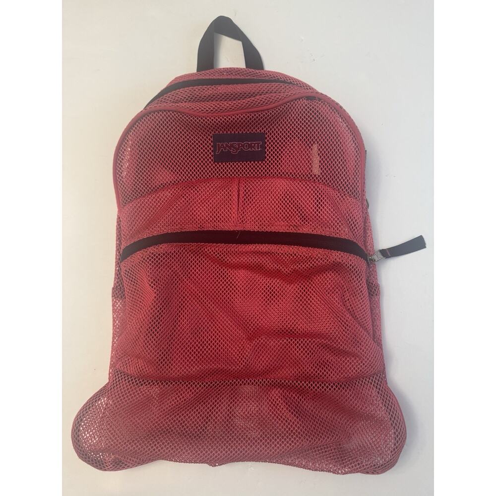 Vintage Y2K JanSport Pink Mesh Backpack Bookbag School Travel Bag
